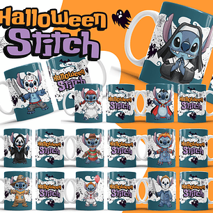 26 Artes para Caneca Halloween Stitch Arquivo Editável