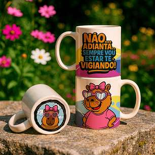 4 Artes para Caneca Capivara Debochada Arquivo Editável