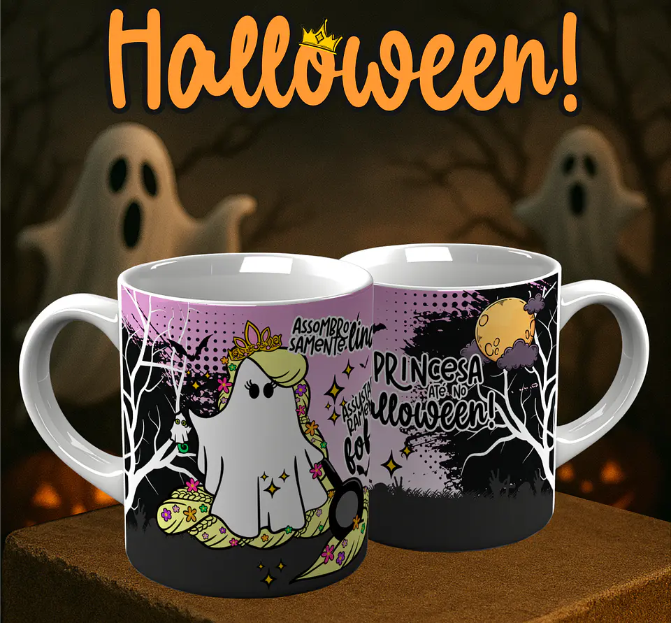 6 Artes para Caneca Princesa Halloween Arquivo em Png  4
