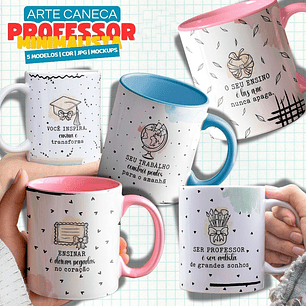 5 Artes para Caneca Dia dos Professores Minimalista Arquivo Editável