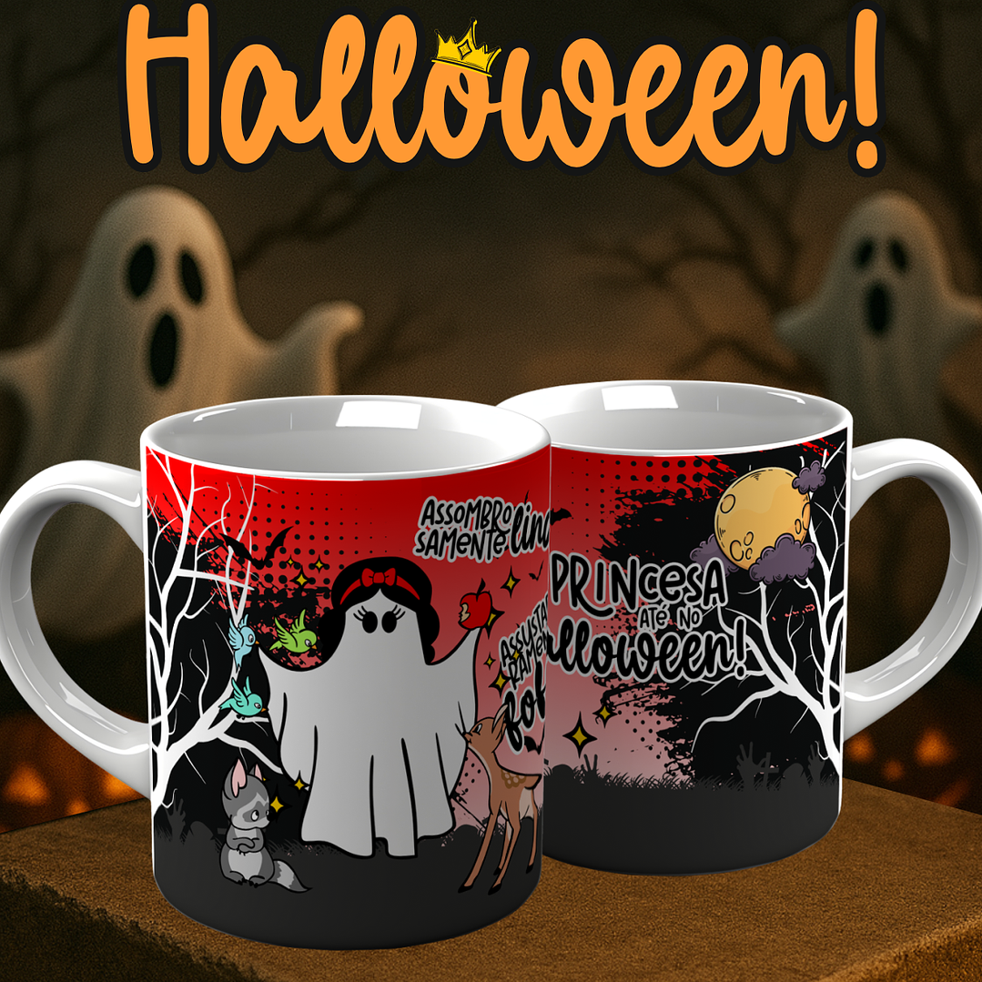 6 Artes para Caneca Princesa Halloween Arquivo em Png  5