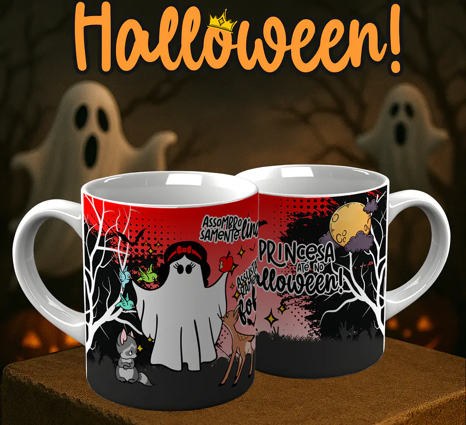 6 Artes para Caneca Princesa Halloween Arquivo em Png  5