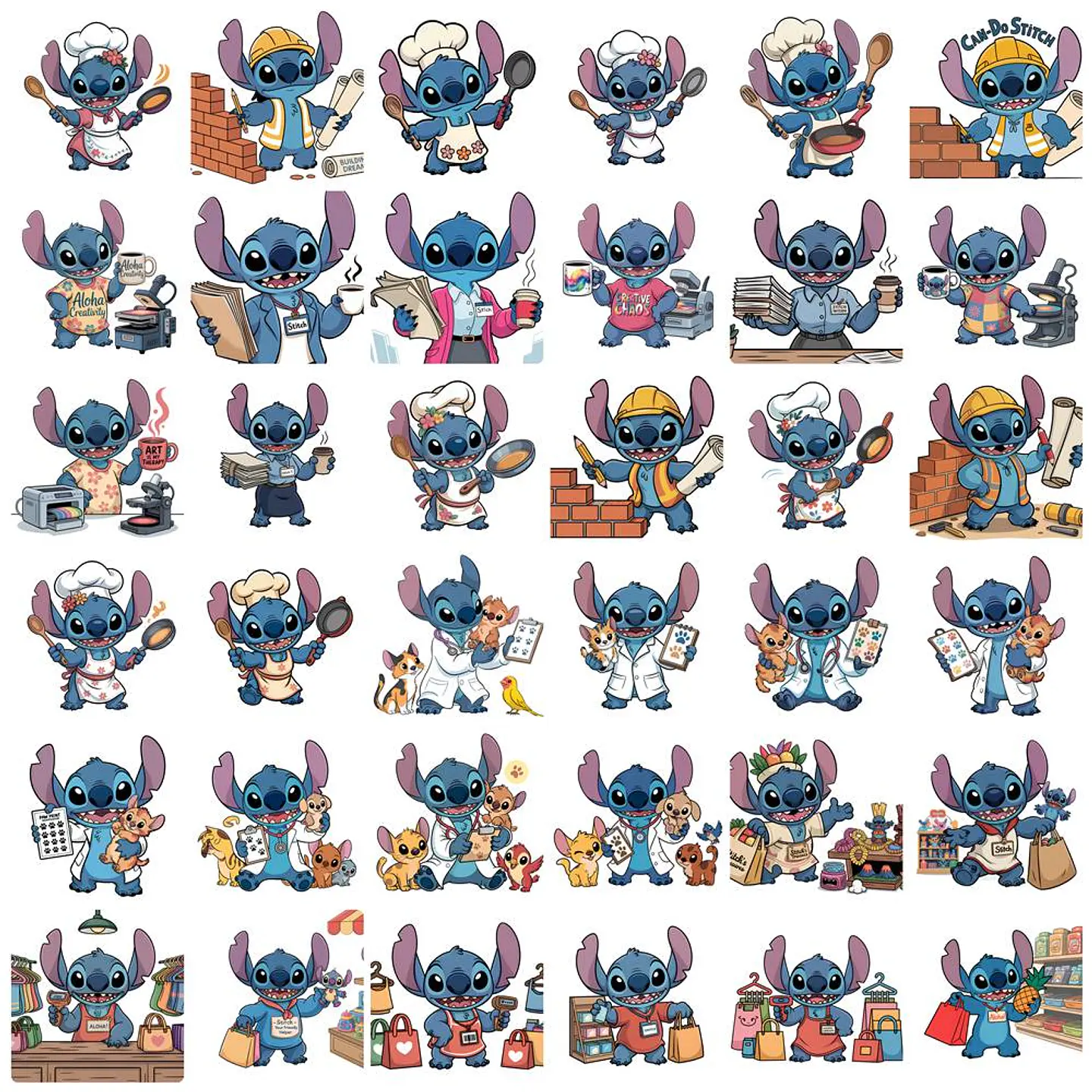 Kit Digital Stitch Profissões Vol. 1 em Png  6