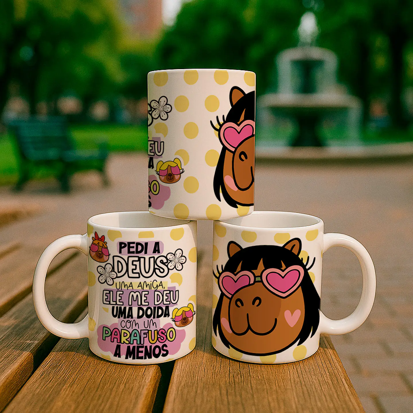 5 Artes para Caneca Amizade, Irmã Capivara Arquivo Editável  4