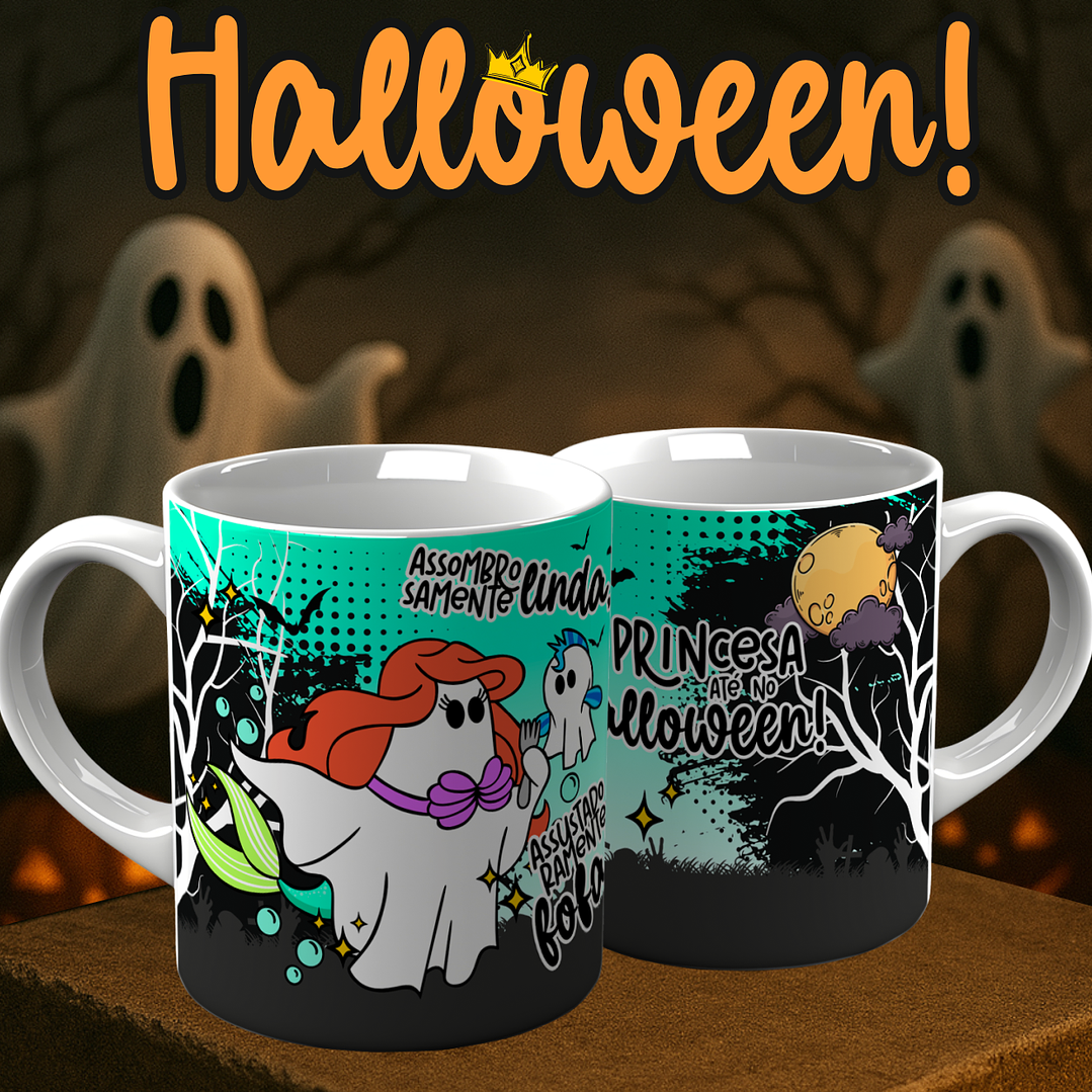 6 Artes para Caneca Princesa Halloween Arquivo em Png  6