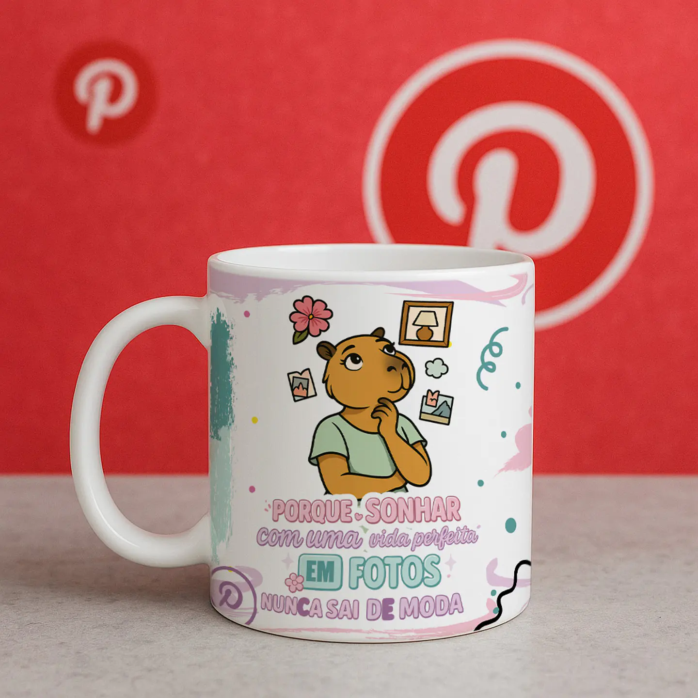 6 Artes para Caneca Capivarinha Redes Sociais Arquivo Editável  2