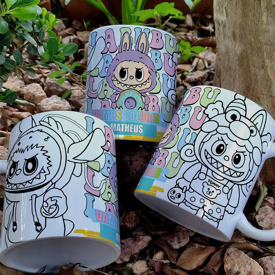 8 Artes para Caneca Labubu Caneca Colorir Arquivo Editável  1
