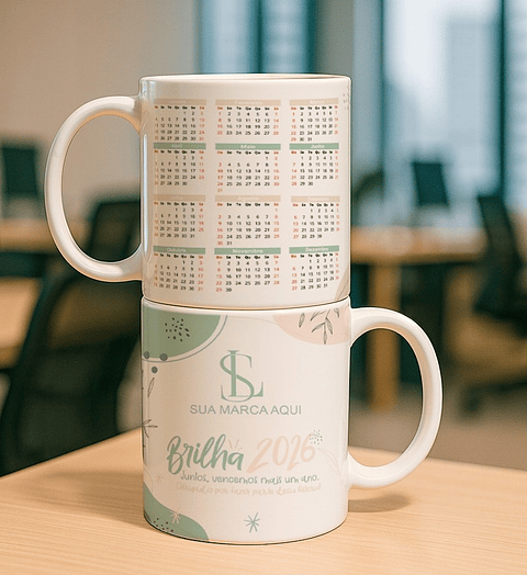 9 Artes para Calendário Caneca Empresa Arquivo Editável