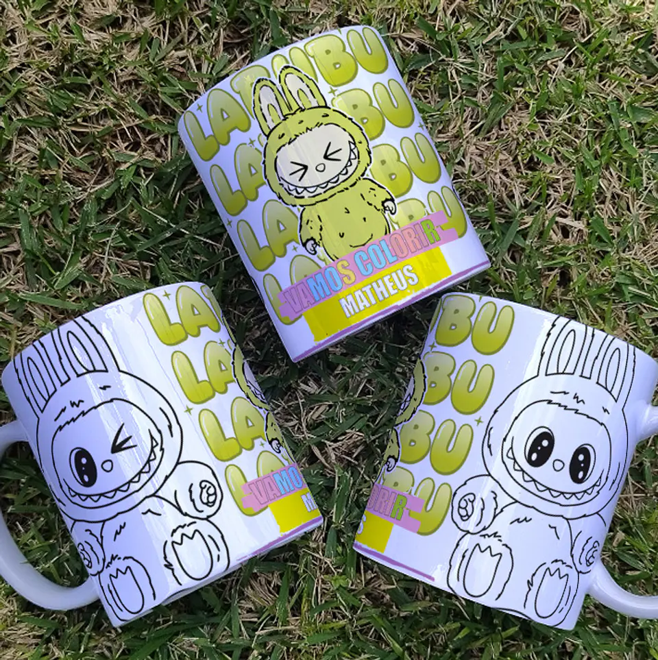 8 Artes para Caneca Labubu Caneca Colorir Arquivo Editável  2