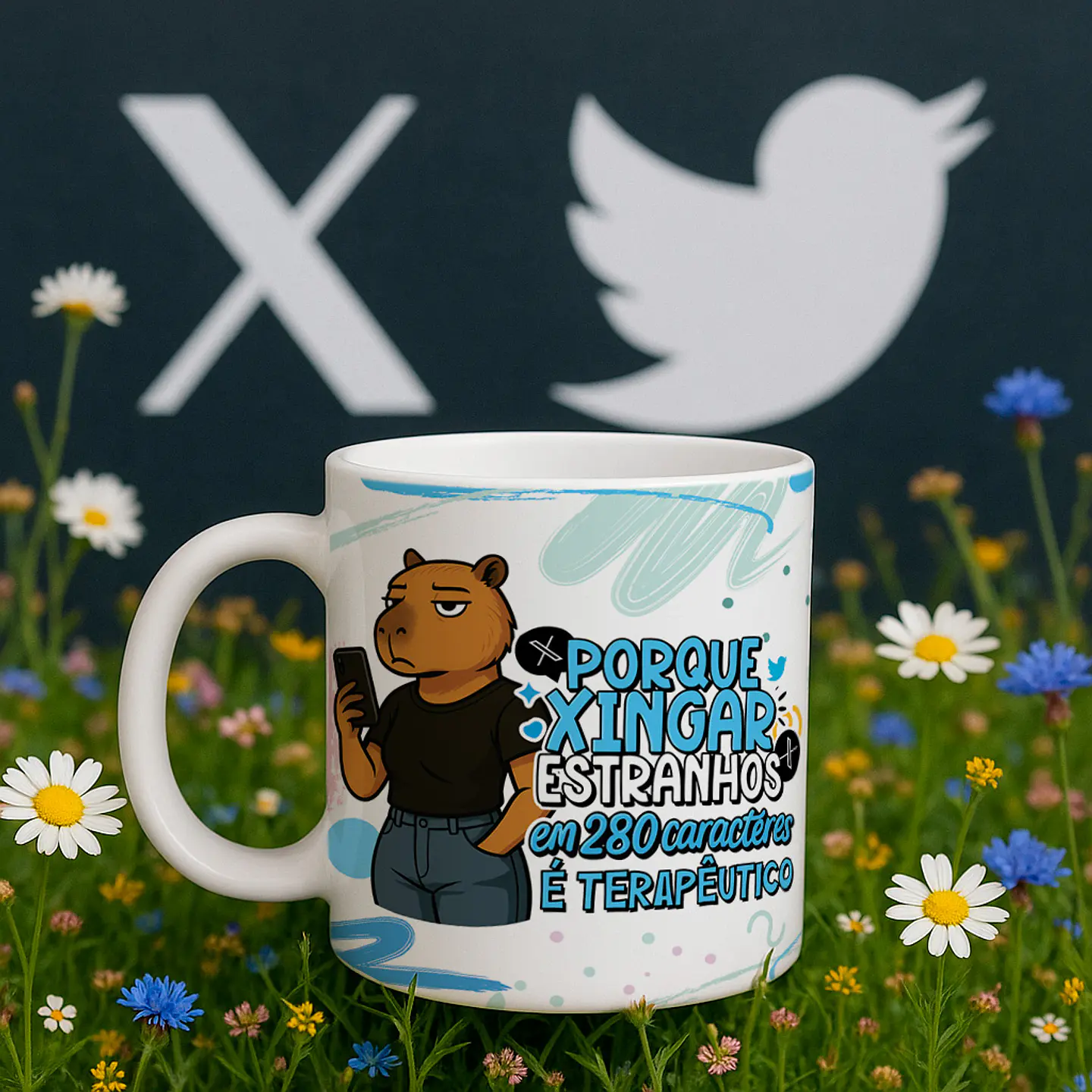 6 Artes para Caneca Capivarinha Redes Sociais Arquivo Editável  5