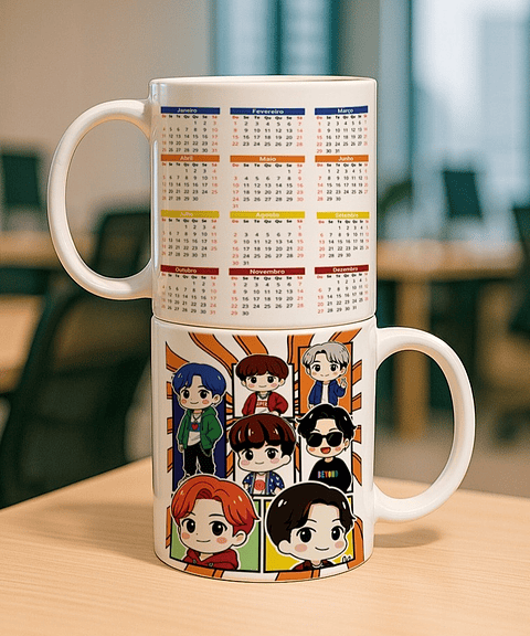 10 Artes para Caneca Calendário Bts Arquivo Editável 