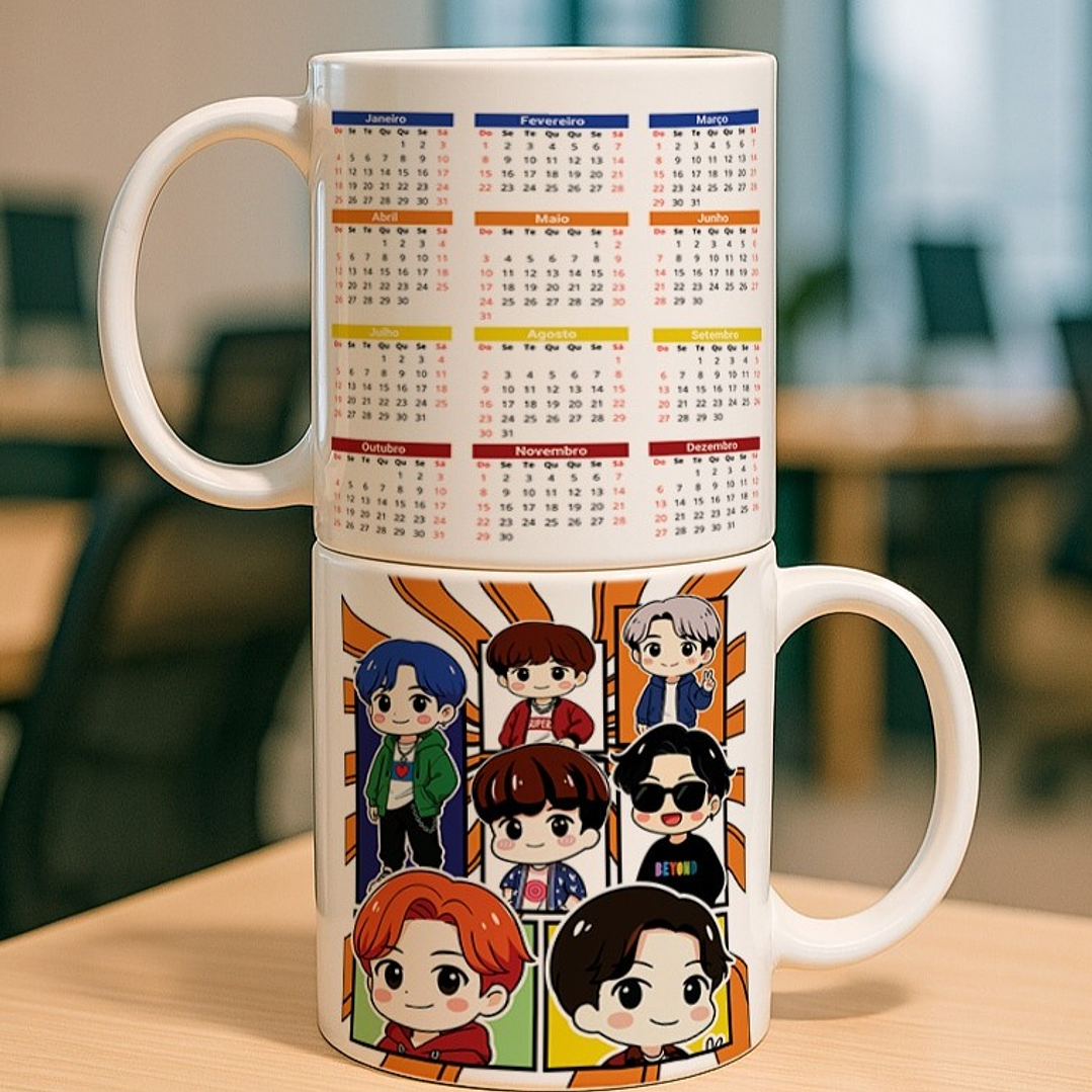 10 Artes para Caneca Calendário Bts Arquivo Editável  1
