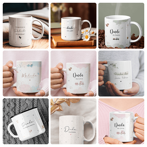 10 Artes para Caneca Dindas e Dindos Arquivo Editável 