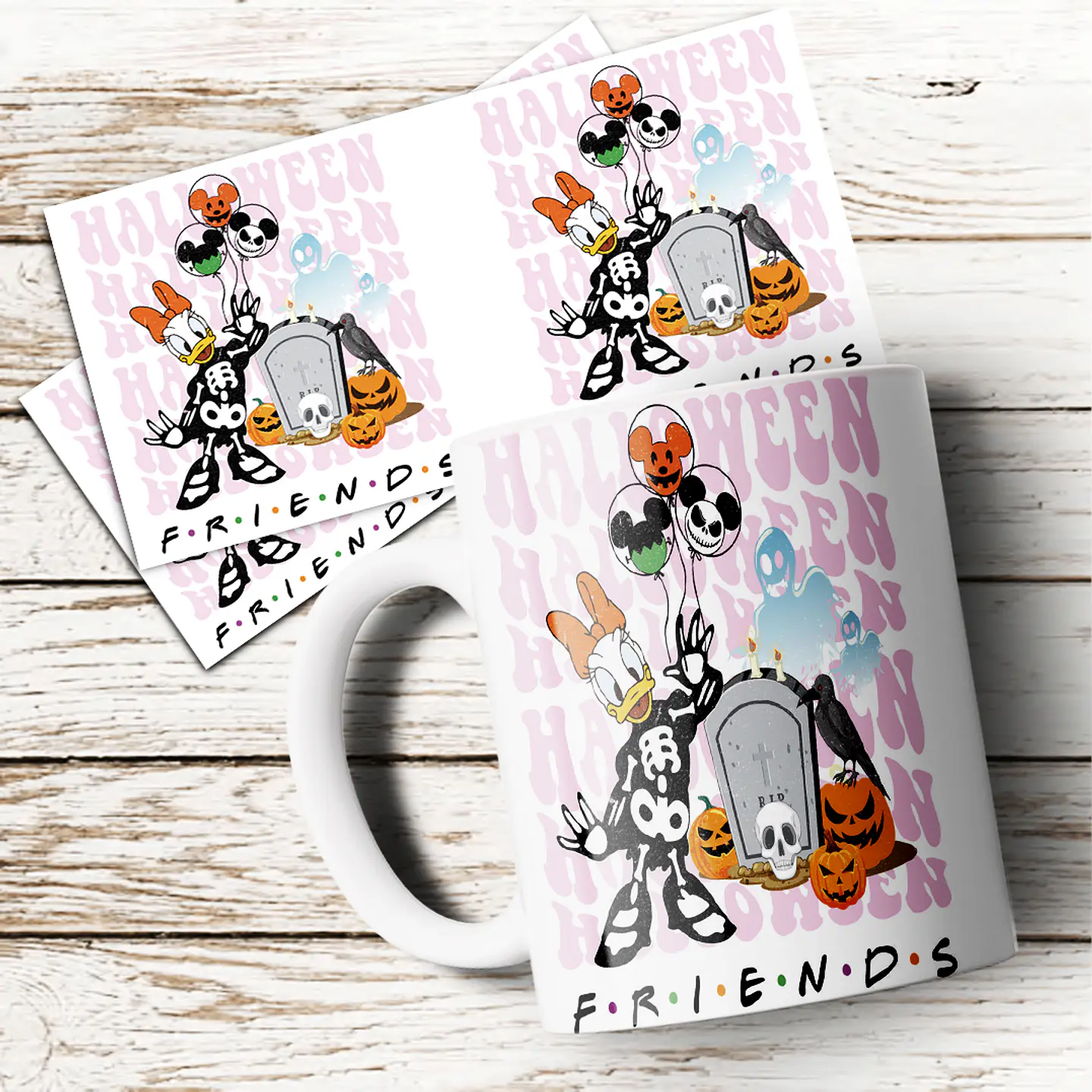 8 Artes para Caneca Halloween Personagens Arquivo em Jpg 8