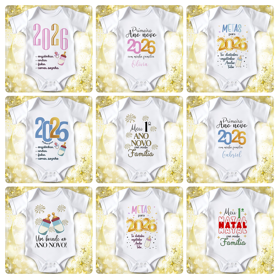 14 Artes para Camisa e Body Ano Novo 2026 Arquivo Editável 1