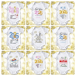 14 Artes para Camisa e Body Ano Novo 2026 Arquivo Editável