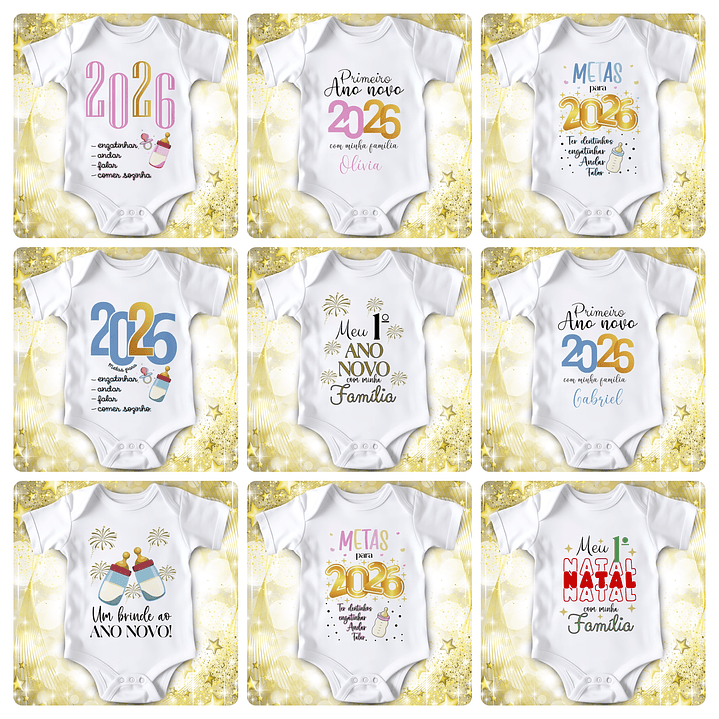 14 Artes para Camisa e Body Ano Novo 2026 Arquivo Editável 1