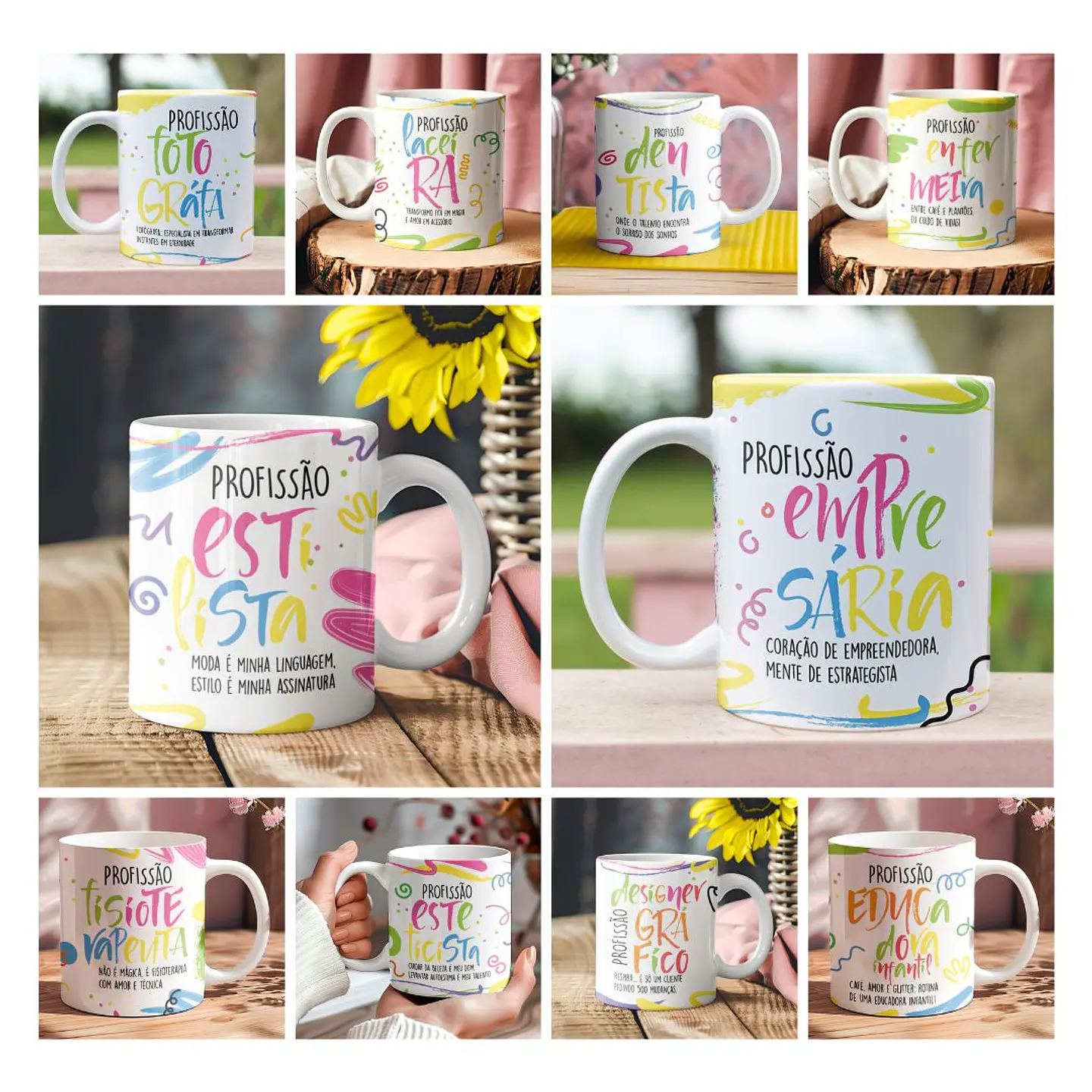 60 Artes para Caneca Profissões Masculina e Feminina Arquivo Editável 1