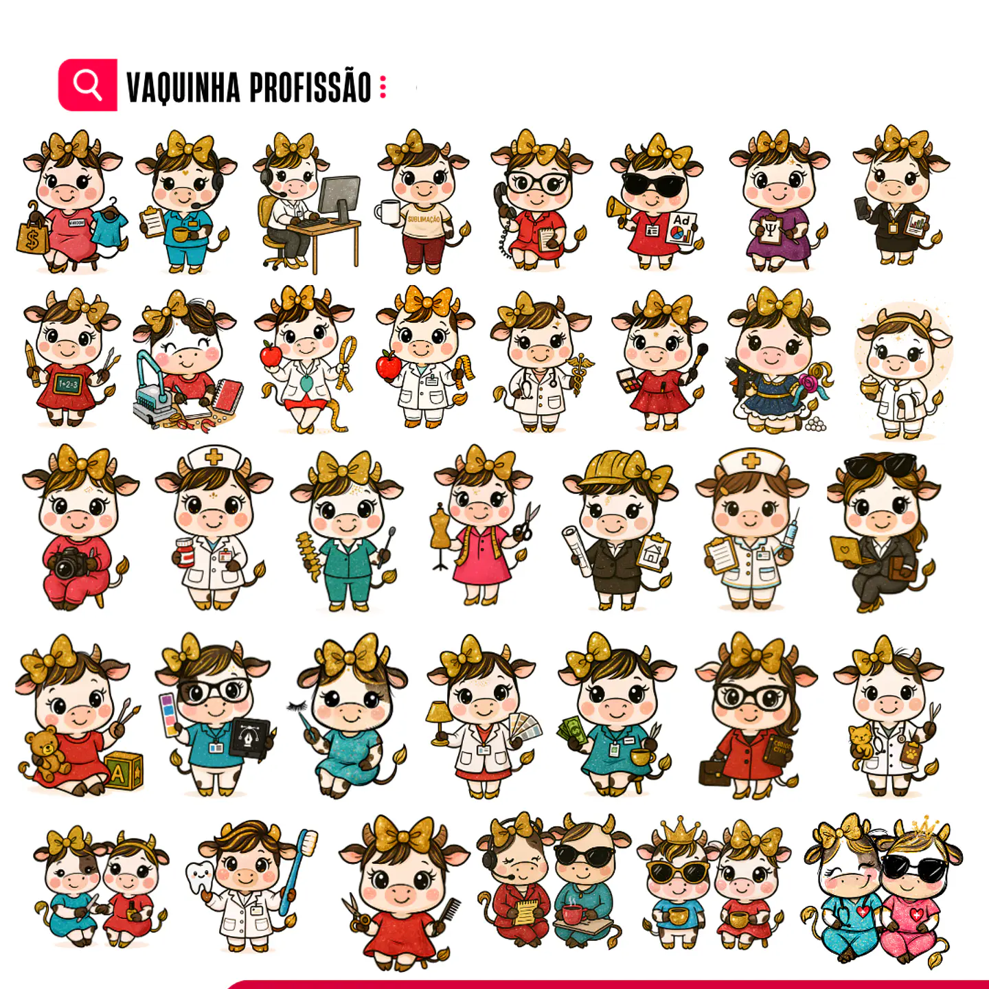 30 Artes para Caneca Vaquinhas Profissões Arquivo editável 2