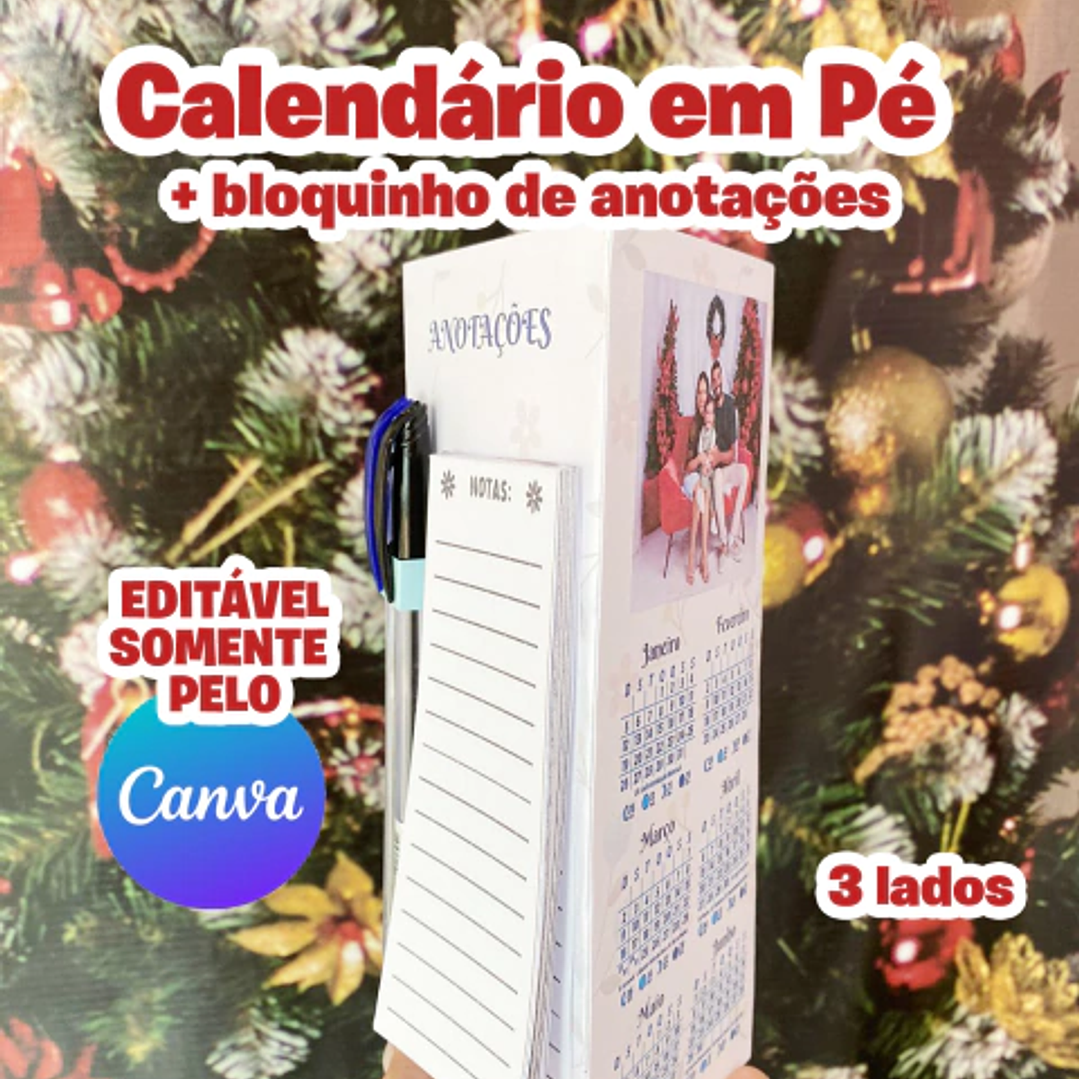 Arquivo Calendário de Mesa em Pé 3 lados Editável em Canva 1