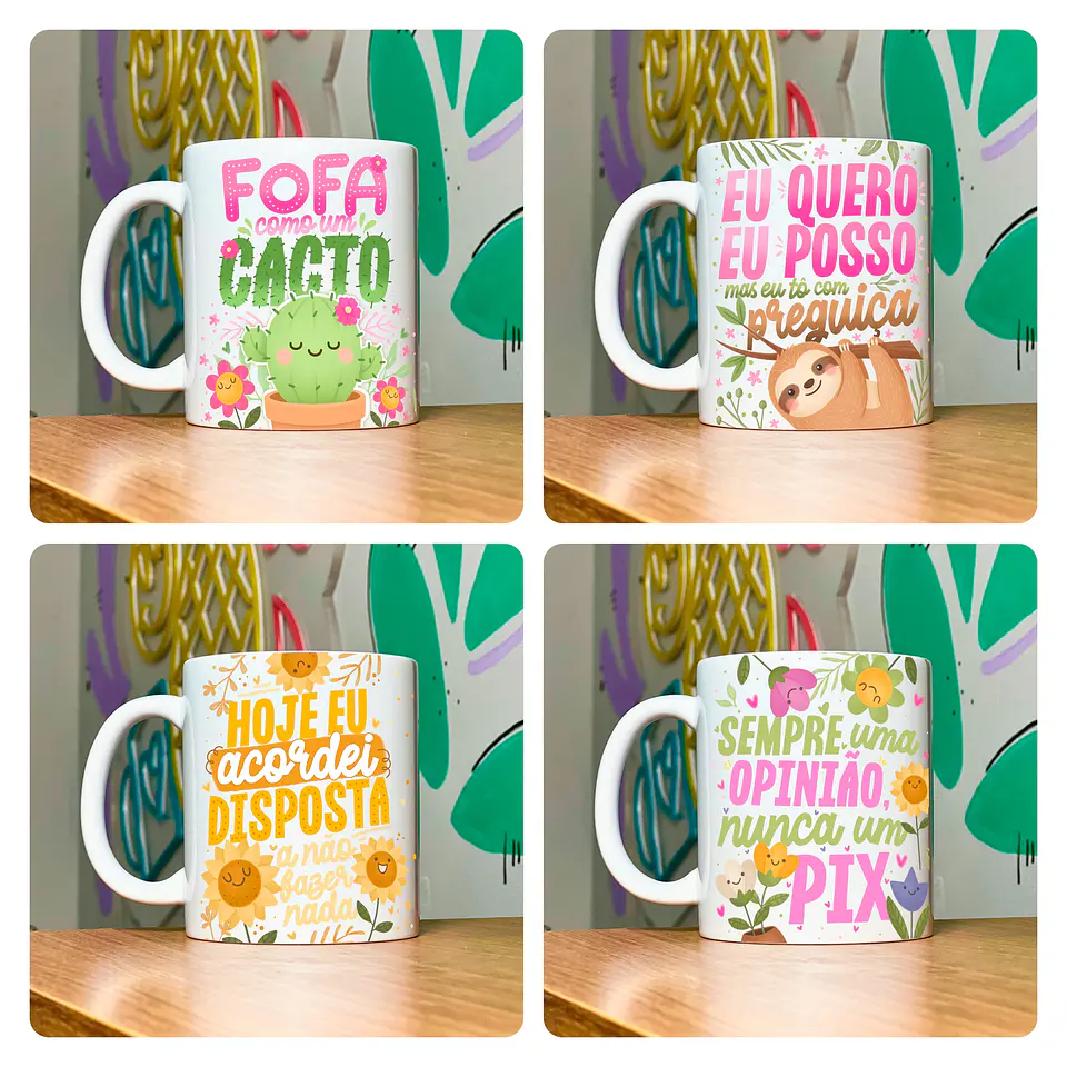 15 Artes para Caneca Frases Vibes Vol.4 Arquivo em Png 6