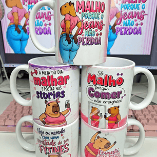 6 Artes para Caneca Capivara Fytines Arquivo em Png 