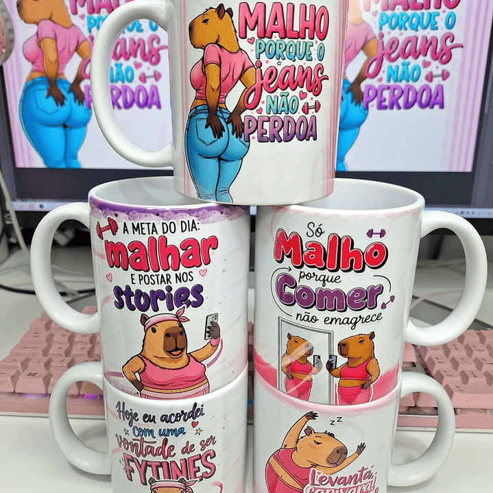 6 Artes para Caneca Capivara Fytines Arquivo em Png  1