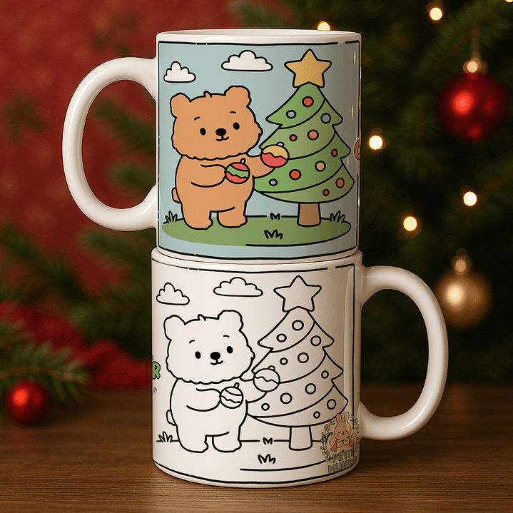 7 Artes para Caneca Natal Para Colorir Arquivo Editável  2