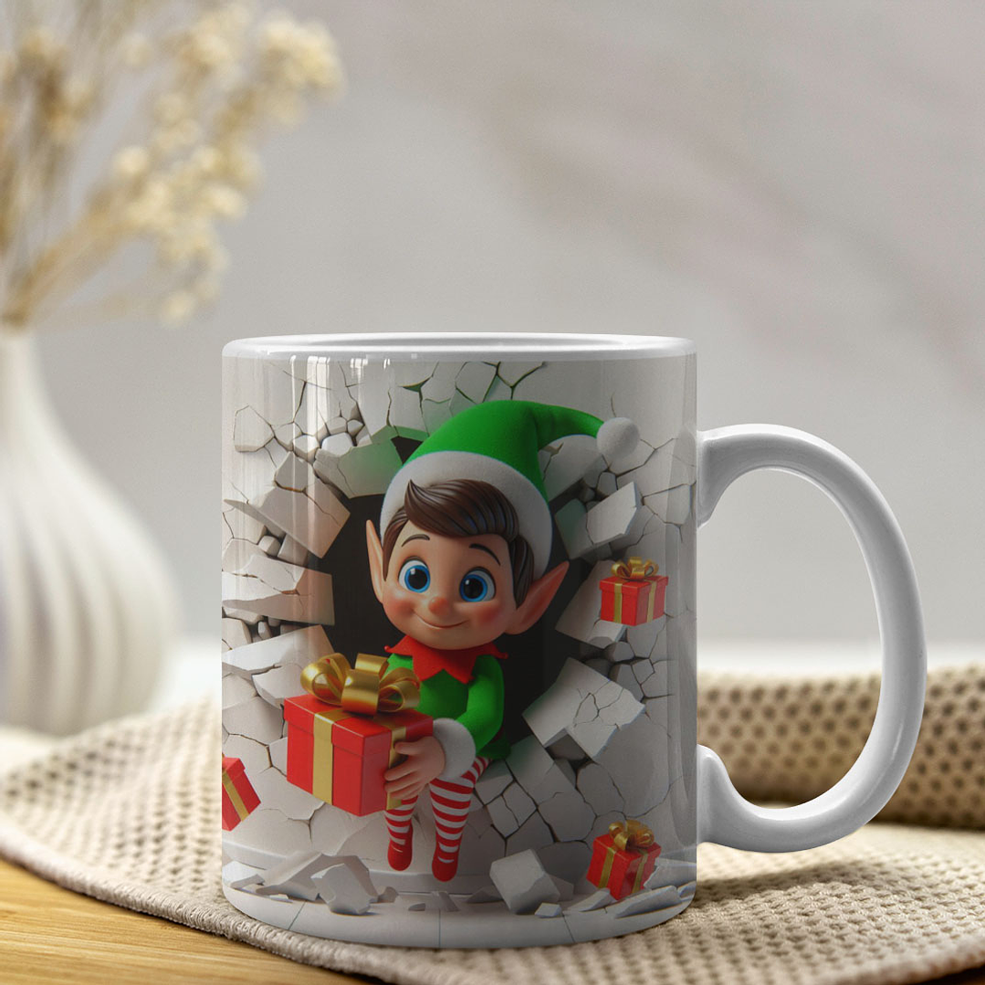 4 Artes para Caneca Duende De Natal 3d Arquivo em Jpg  4