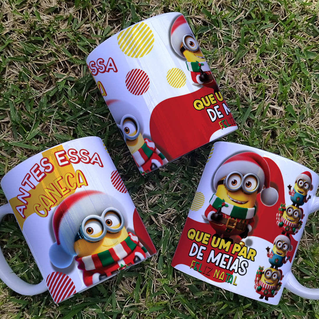 7 Artes para Caneca Minions Natal Arquivo Editável  3