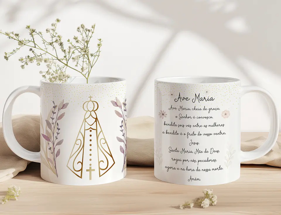10 Artes para Caneca Nossa Senhora Minimalista Arquivo Editável  1