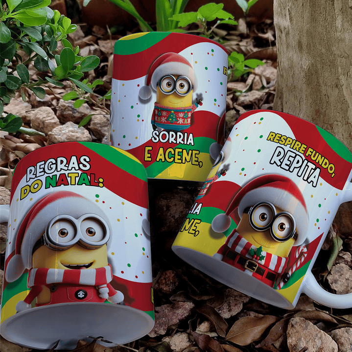 7 Artes para Caneca Minions Natal Arquivo Editável  4
