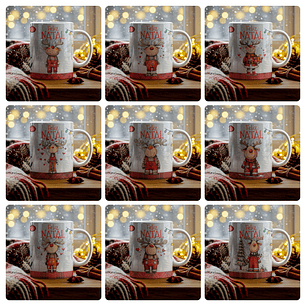 18 Artes para Caneca Renas de Natal Arquivo em Jpg 