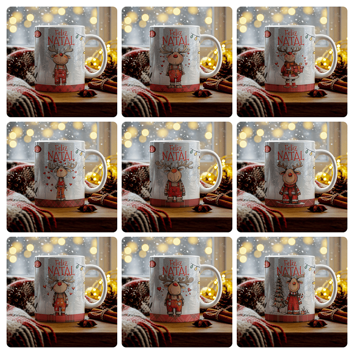 18 Artes para Caneca Renas de Natal Arquivo em Jpg  1