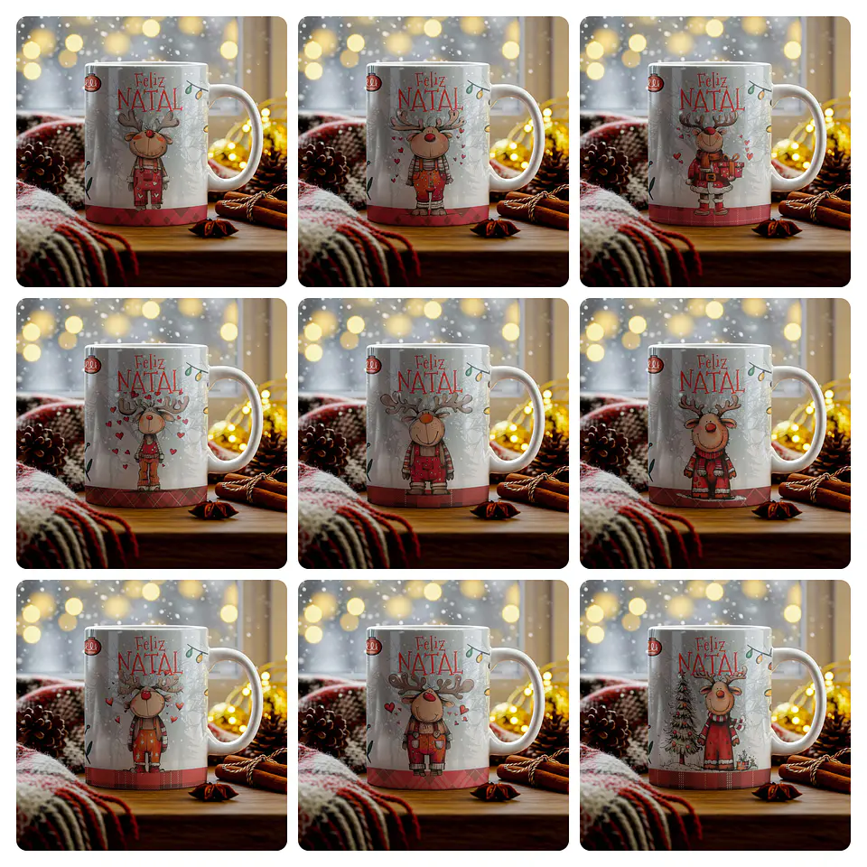 18 Artes para Caneca Renas de Natal Arquivo em Jpg  1