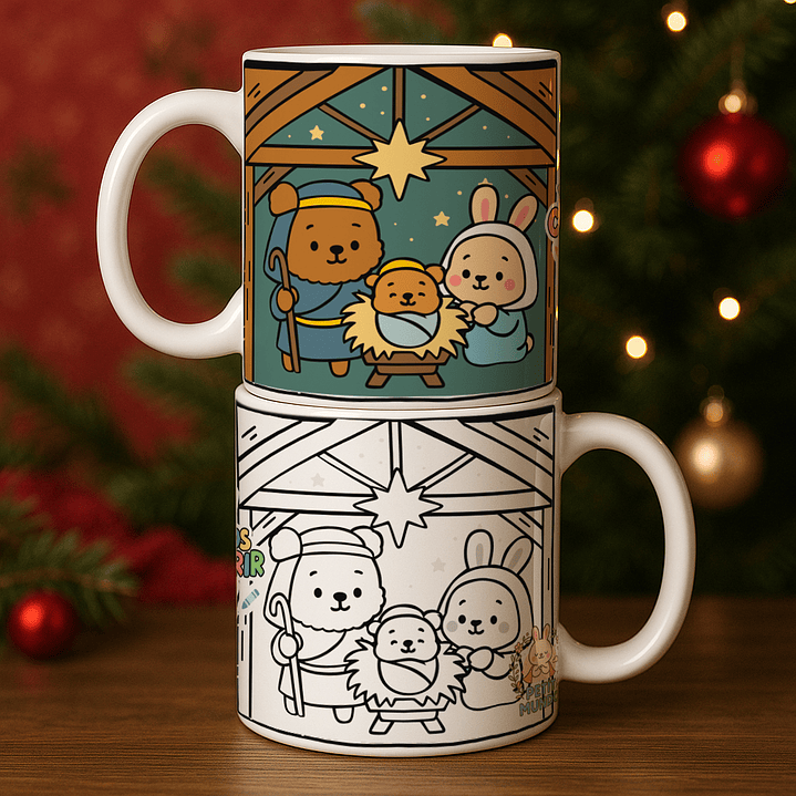 7 Artes para Caneca Natal Para Colorir Arquivo Editável  5