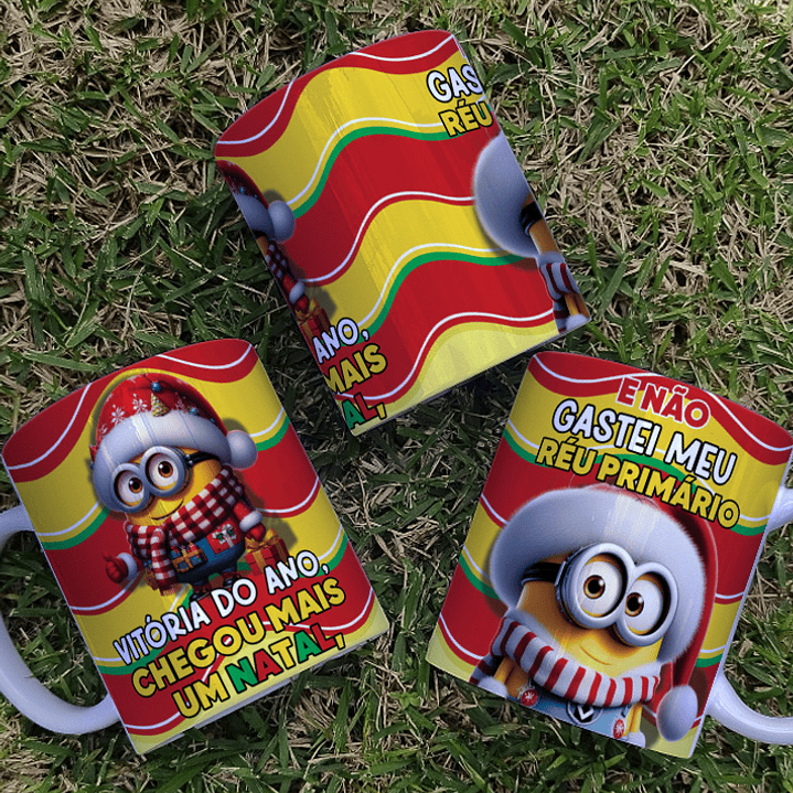 7 Artes para Caneca Minions Natal Arquivo Editável  6
