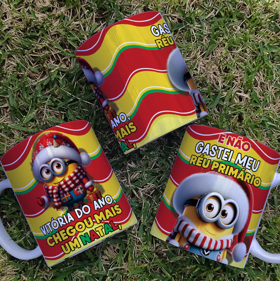 7 Artes para Caneca Minions Natal Arquivo Editável  6