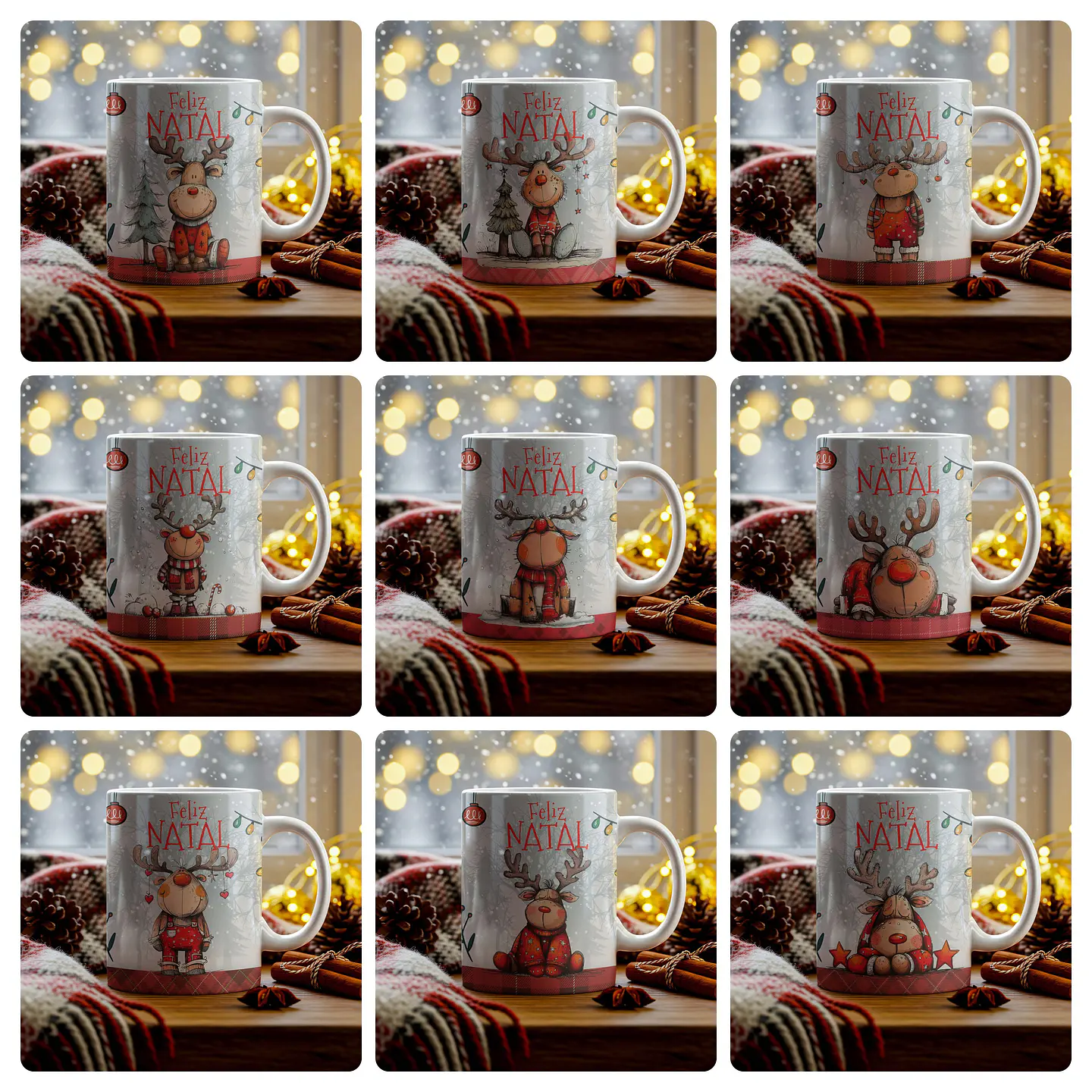 18 Artes para Caneca Renas de Natal Arquivo em Jpg  2