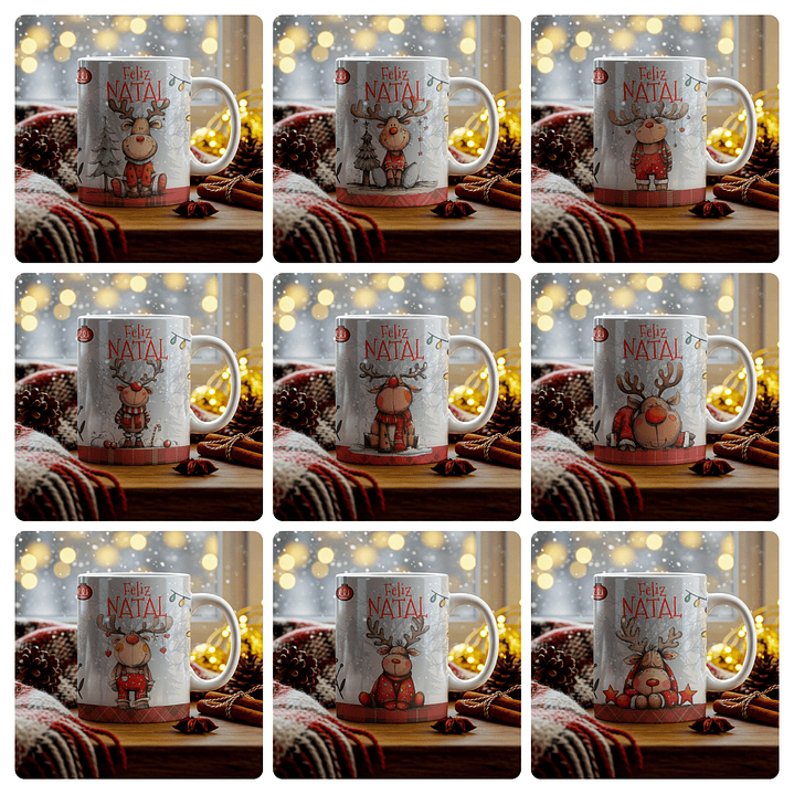 18 Artes para Caneca Renas de Natal Arquivo em Jpg  2