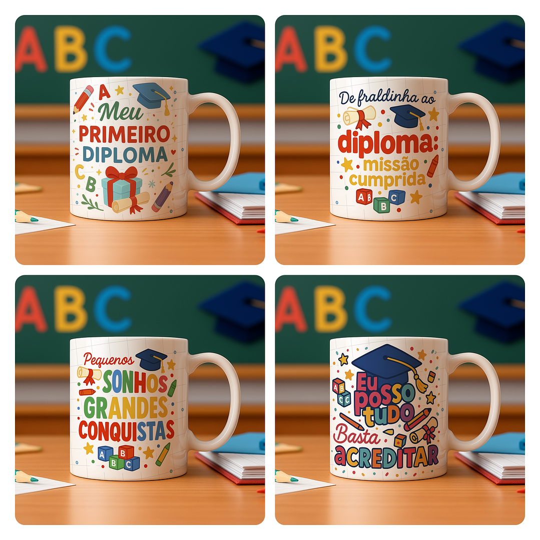 26 Artes para Caneca Formatura ABC Arquivo Editável  1