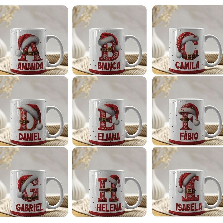 26 Artes para Caneca Alfabeto Natalino Arquivo Editável  3