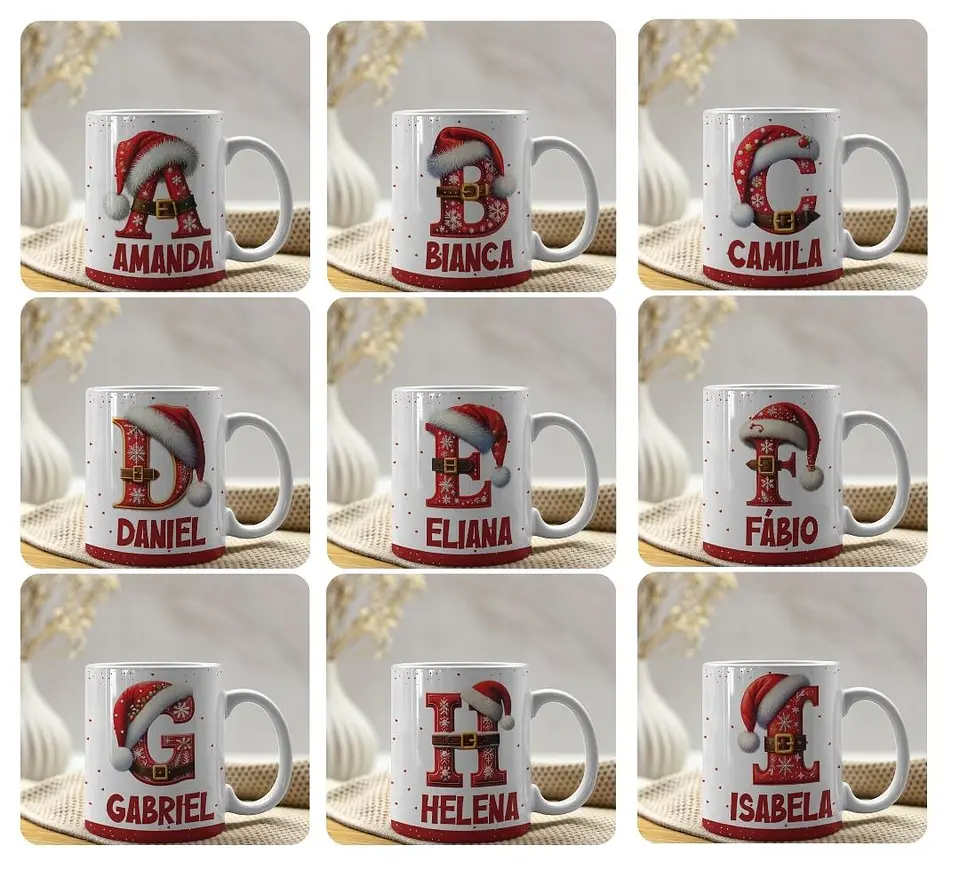 26 Artes para Caneca Alfabeto Natalino Arquivo Editável  3