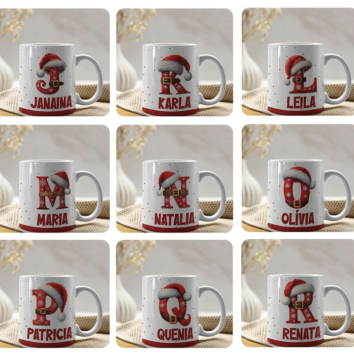 26 Artes para Caneca Alfabeto Natalino Arquivo Editável  4