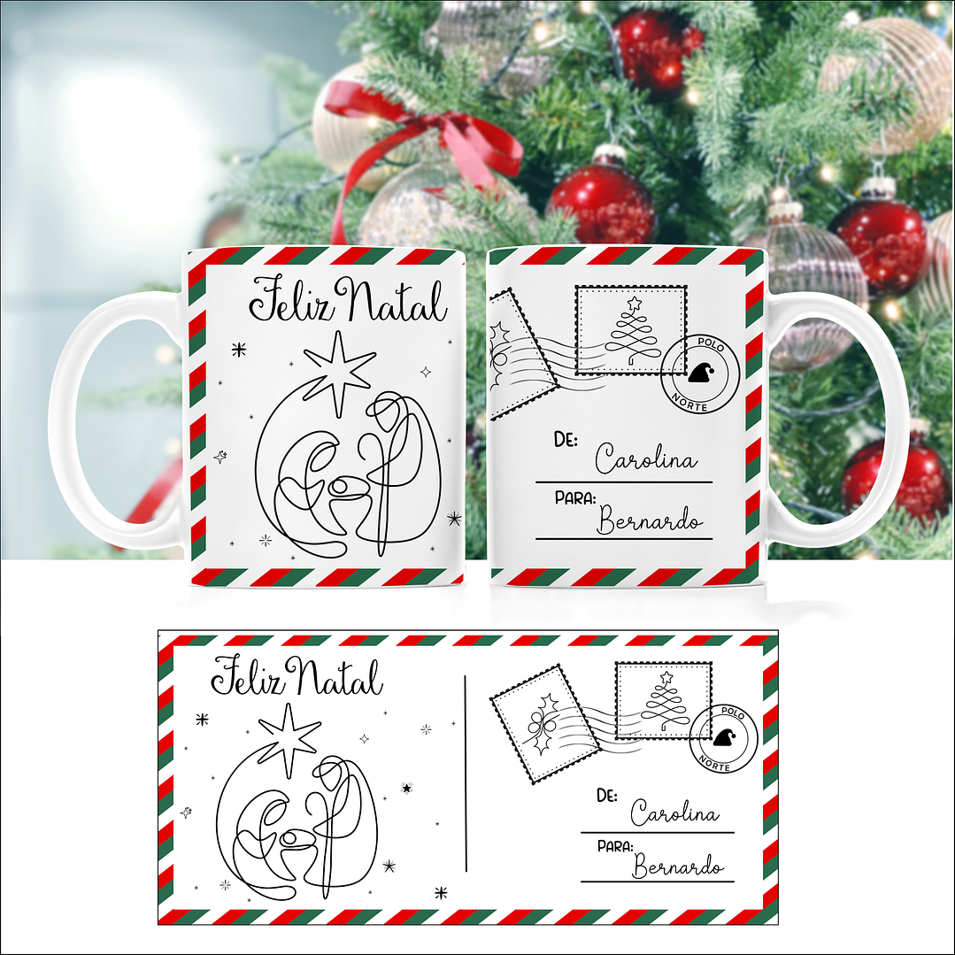 30 Artes para Caneca Natal em Linhas Arquivo em Png  3