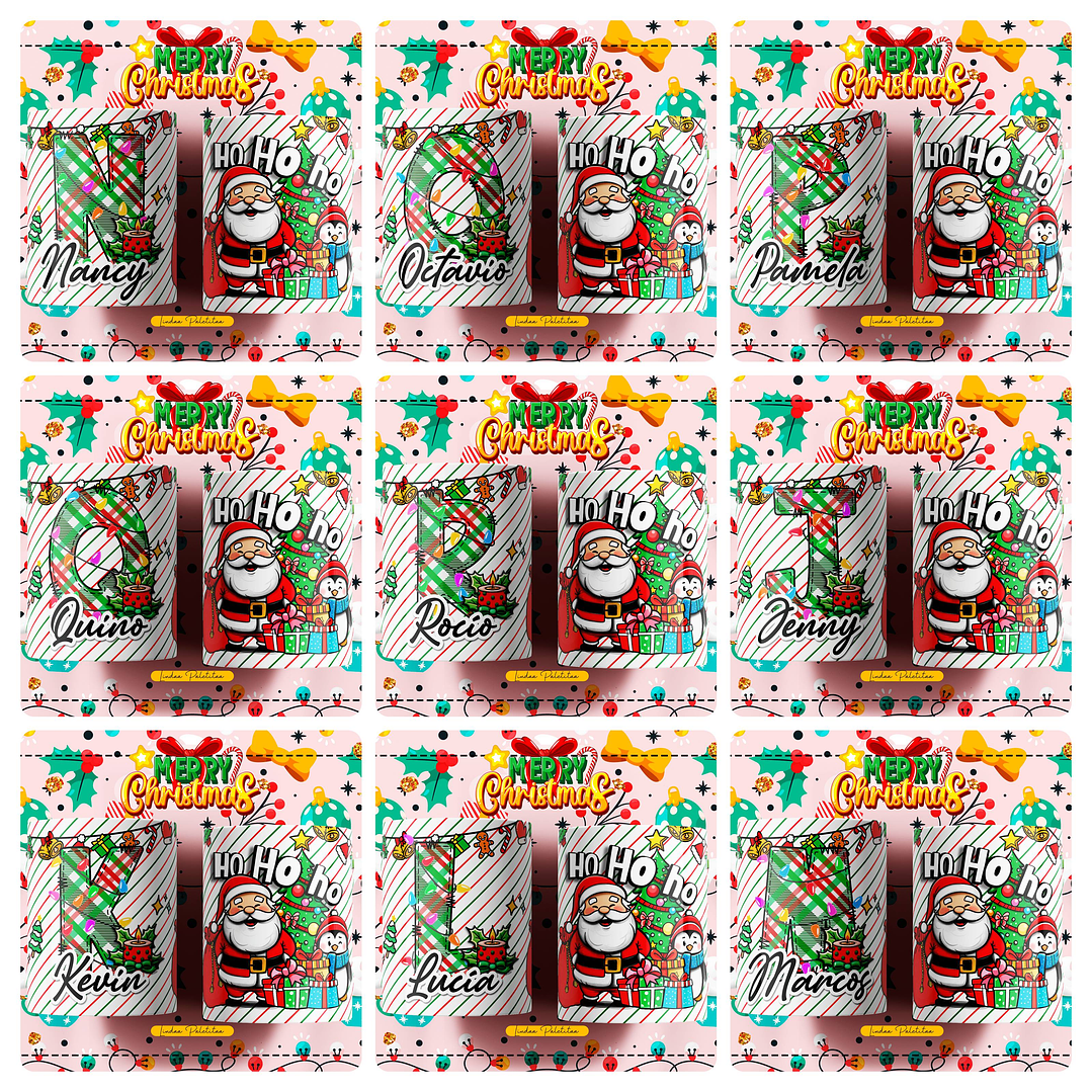 26 Artes para Caneca Alfabeto Papai Noel Arquivo Editável  1