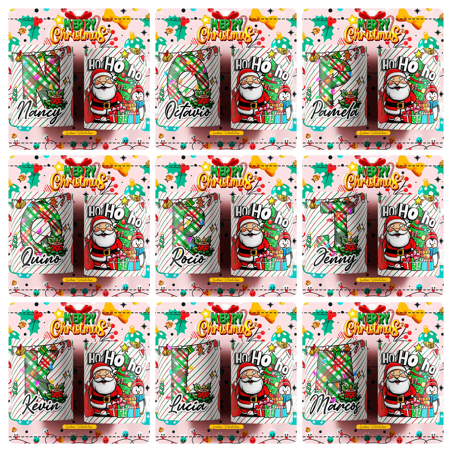 26 Artes para Caneca Alfabeto Papai Noel Arquivo Editável  1