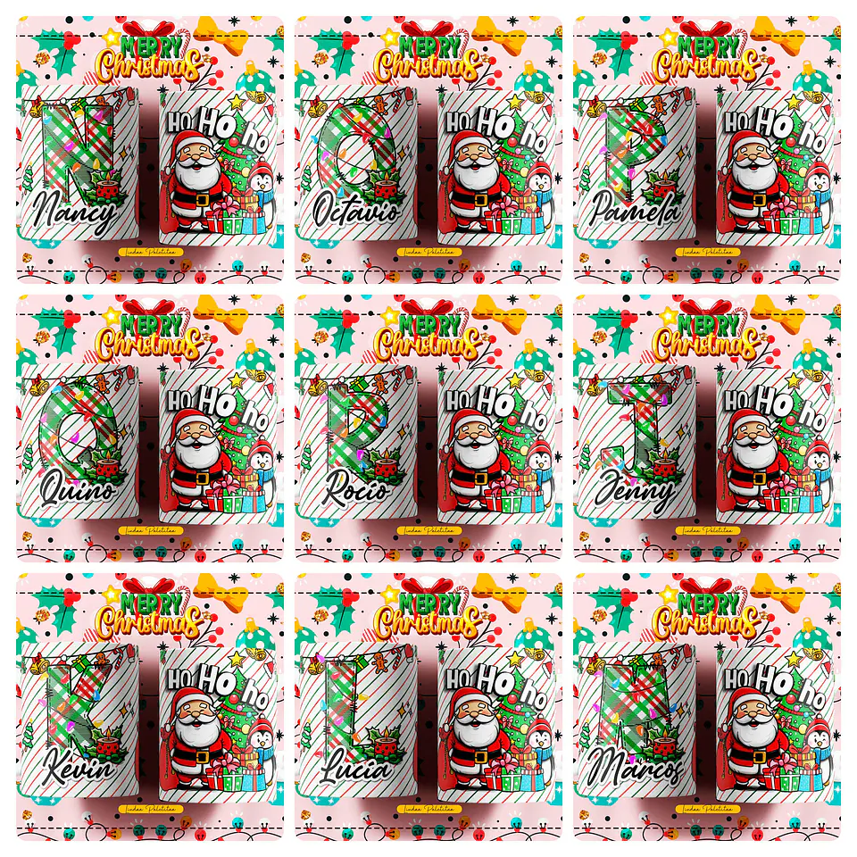 26 Artes para Caneca Alfabeto Papai Noel Arquivo Editável  1