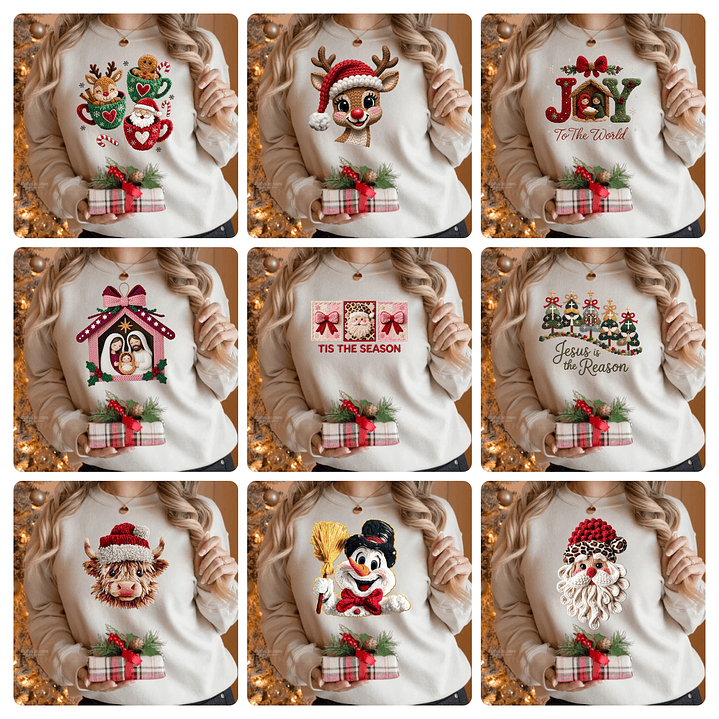 140 Artes para Camisa Tecidos de Croche Natal Arquivo em Png 3