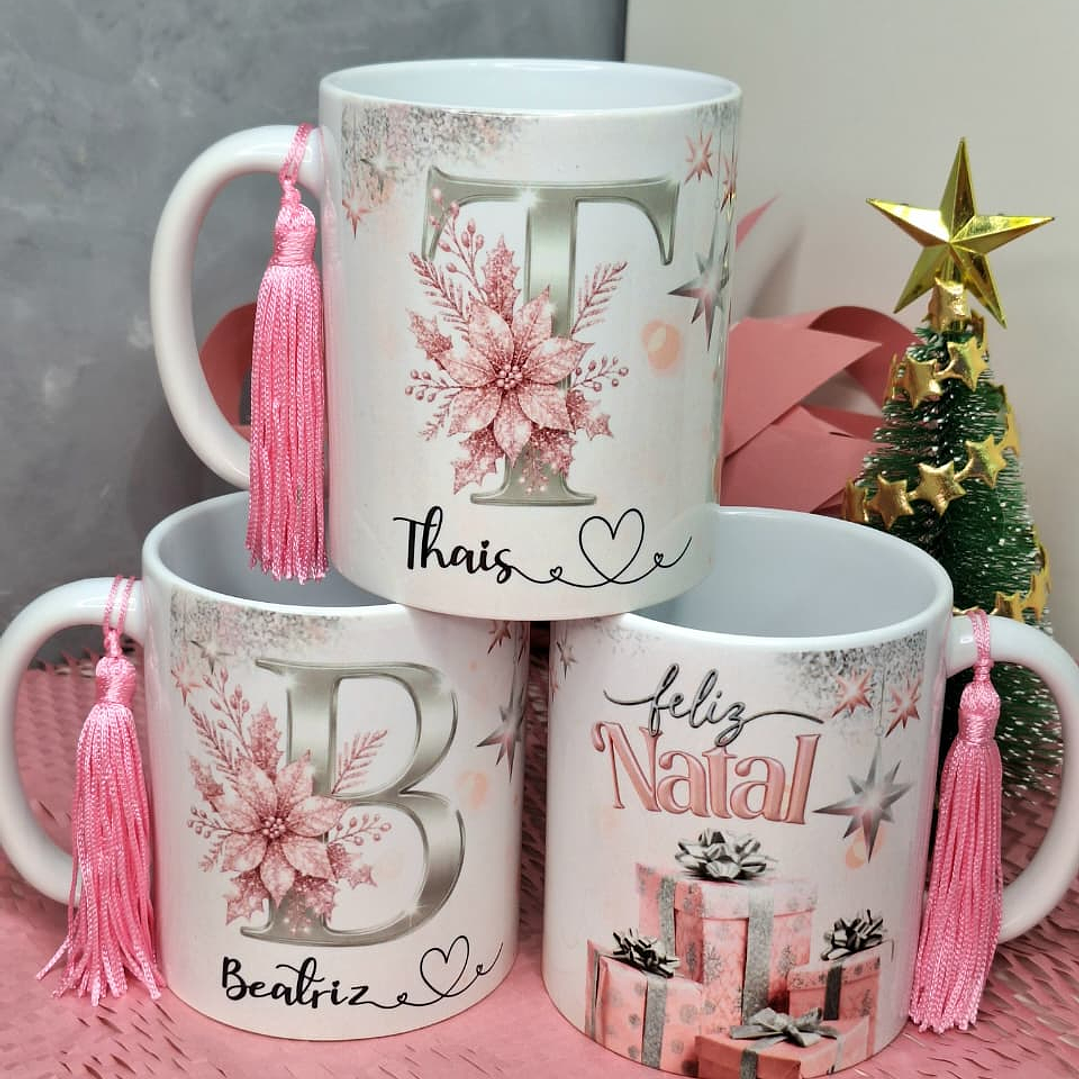 52 Artes para Caneca Alfabeto Dourado e Prata Natalino Arquivo em Png  2